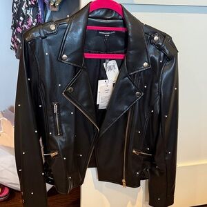 Generation Love Black Studded Women's Faux Leather Jacket